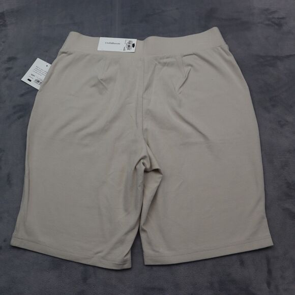 Croft Barrow Shorts Womens S Beige Sweat Mid Rise Pocket Stretch Pull On - Picture 10 of 16